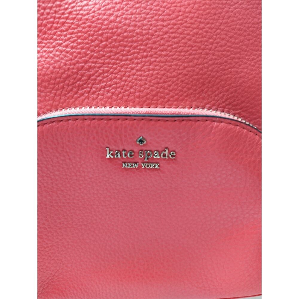 Kate Spade New York Jackson Coral Red Pebbled Leather Zipper Top Handle Backpack - Picture 5 of 16